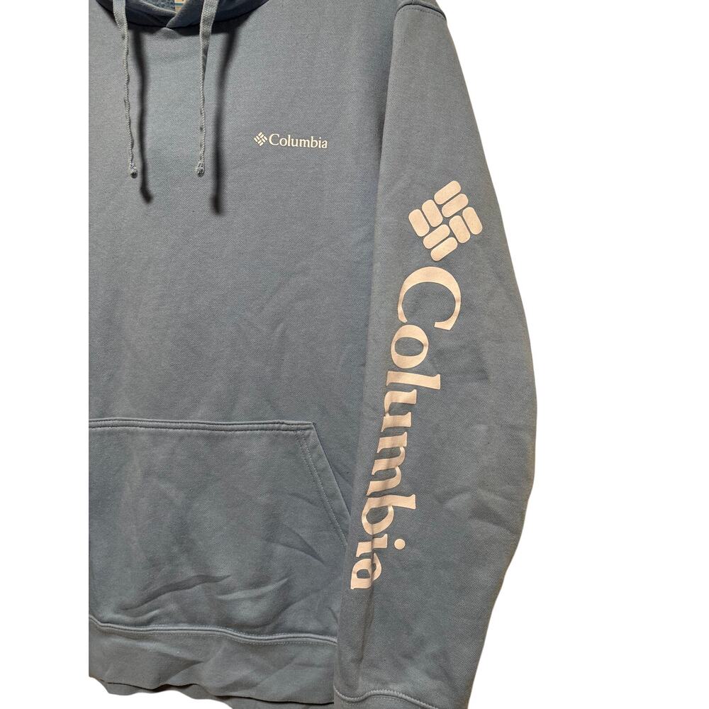 Columbia Blue Logo Hoodie Large Men's Pullover Sweatshirt - Picture 3 of 8